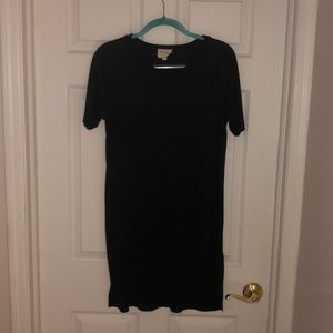 Black Ribbed T-shirt Dress